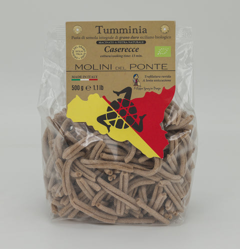 "CASERECCE" PASTA di SEMOLA INTEGRALE BIO "TUMMINIA" - 500 GR
