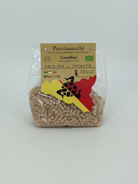 "CORALLINI" PASTA di SEMOLA BIO "PERCIASACCHI" - 500 GR