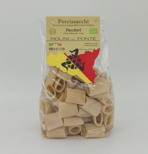 "PACCHERI" PASTA di SEMOLA di GRANO DURO BIO PERCIASACCHI - 500 GR