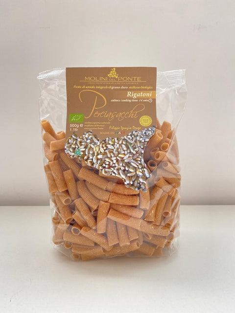 'RIGATONI' di SEMOLA INTEGRALE BIO “PERCIASACCHI” - 500 GR