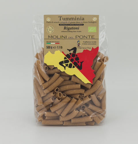 "RIGATONI" PASTA di SEMOLA INTEGRALE BIO "TUMMINIA" - 500 GR