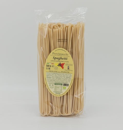 "SPAGHETTI" PASTA di SEMOLA di GRANO DURO SICILIANO BIOLOGICO PERCIASACCHI - 500 GR